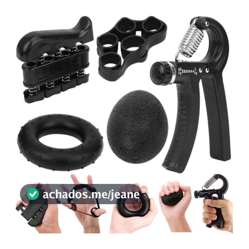 Kit 5 Hand Grip Fortalecedor! Mão Antebraço Ajustável + Bolsa