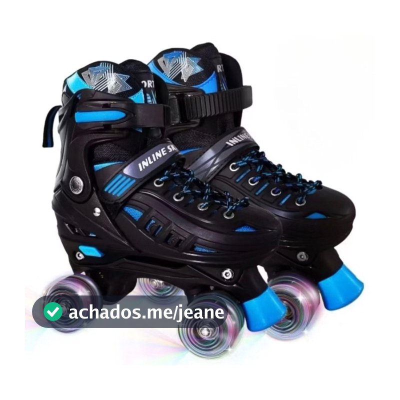 patins infantil, juvenil 4 rodas com luz de led com kit proteção ou sem kit proteção