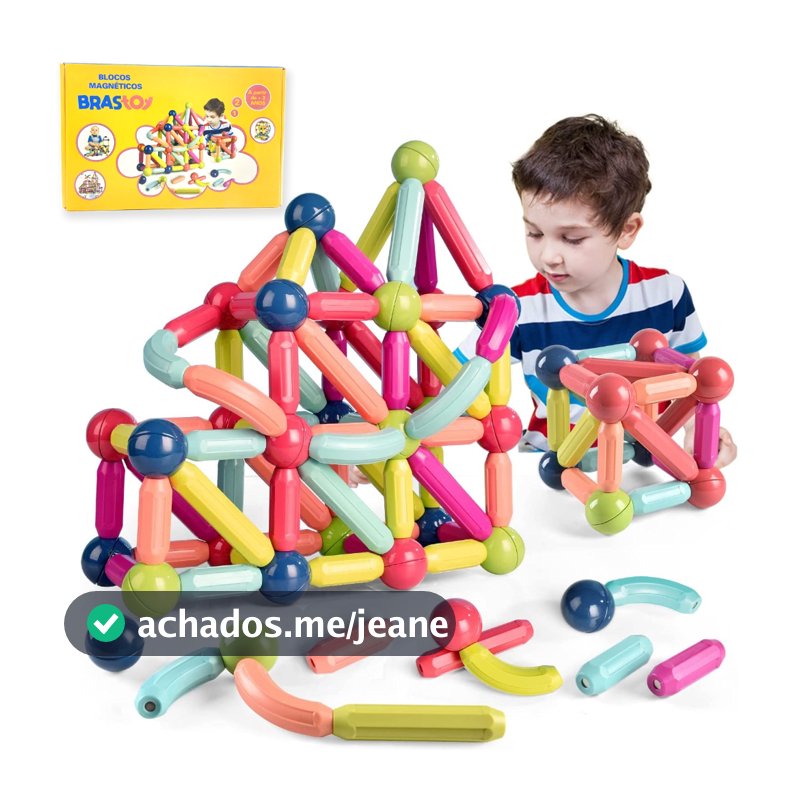 Blocos magnéticos Montagem por atração magnética Brastoy Brinquedo educativo para crianças