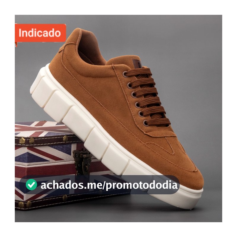 Sapato Casual Masculino Moda Tendencia Sola 5CM Moderno Caramelo Camurça Oversize Lançamento
