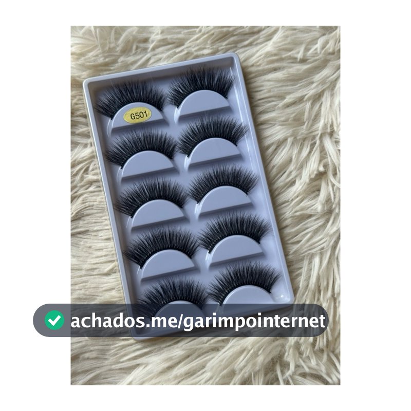 Caixa 5 Pares Cilios Postiço Longo e Volumoso G501