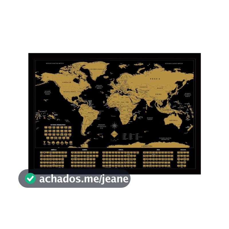 Mapa Mundi 60x84 Com Moldura Presente Original Raspadinha