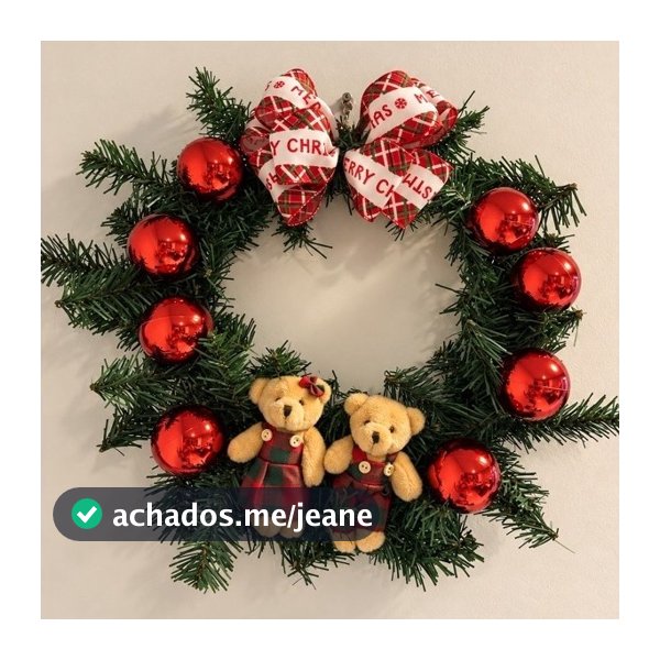 Guirlanda de Natal com Ursinhos e Laços Xadrez