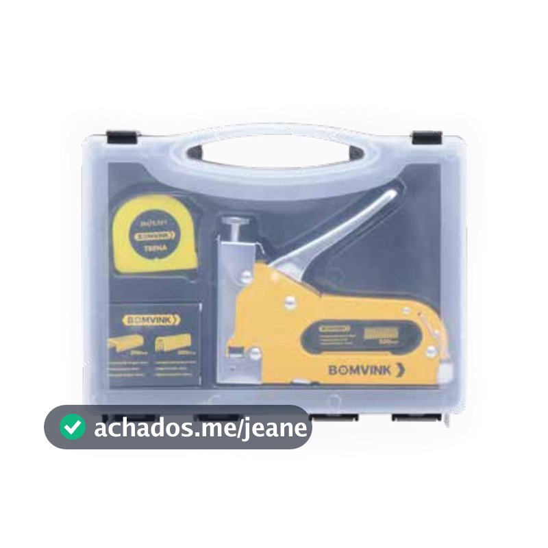Grampeador Tapeceiro com Trena 2 Metros + 1000 Grampos e Maleta