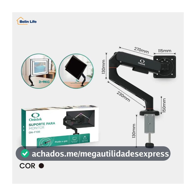Suporte Monitor 13-32 Pistão a Gás Articulado Organizador Cabos