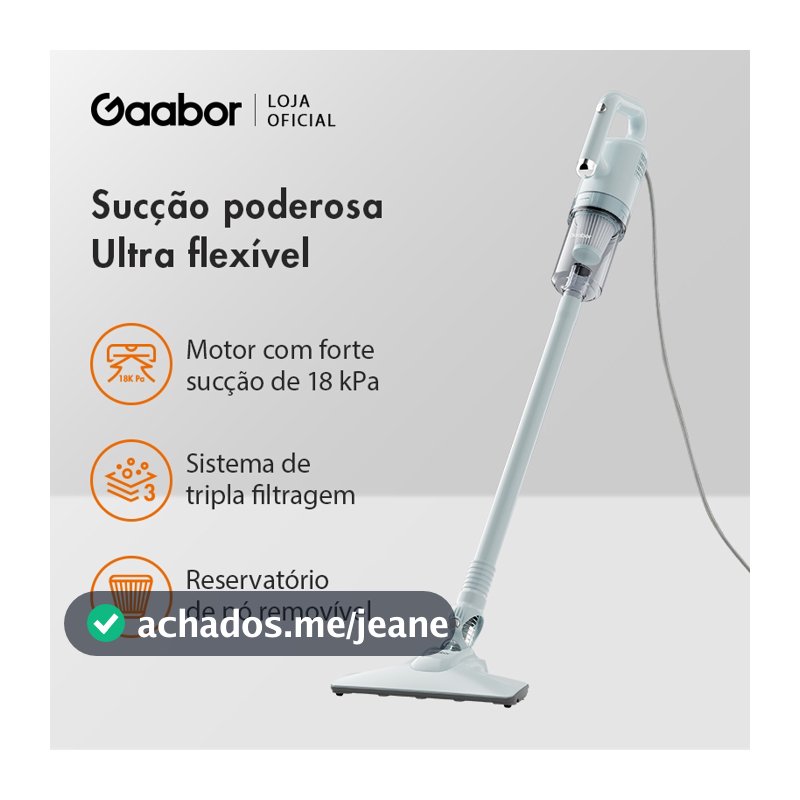 Gaabor Aspirador 2 em 1 18000Pa Forte Sucção Silencioso Fácil Guardar CW-18M02A
