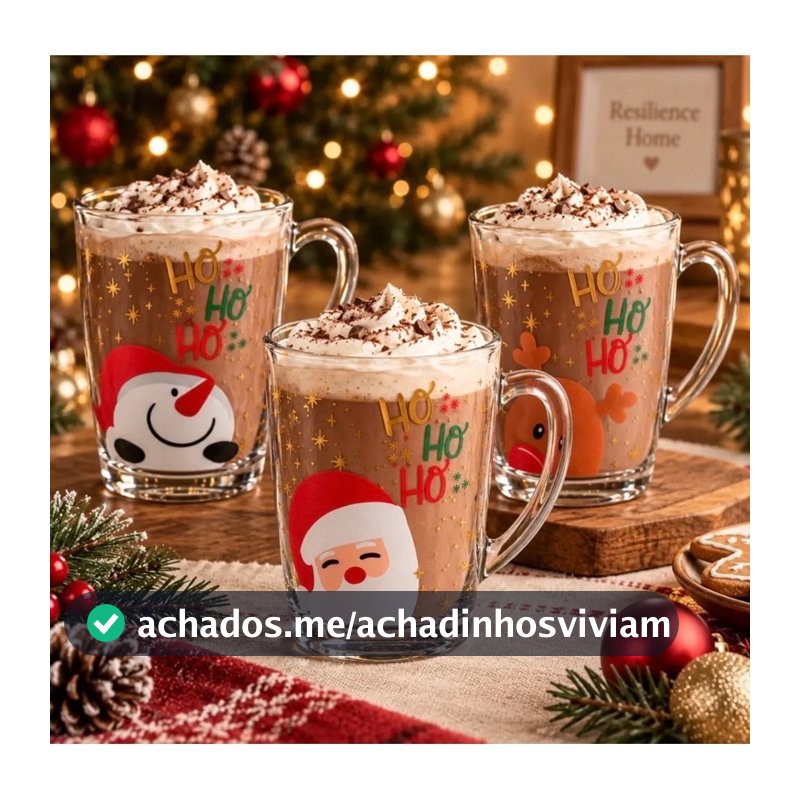 Kit 3 Canecas Natalinas Papai Noel Rena Boneco De Neve