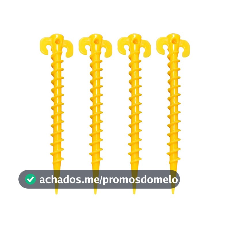 KIT 04 Estacas 20CM P/ Barraca Camping Gramado Gazebo Beach Tenis Guarda-sol Tenda  C/ Rosca 10mm
