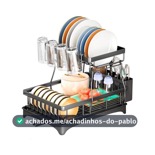 Escorredor de Louça Decoteam 2 Andares Aço de Carbono 34x42x30