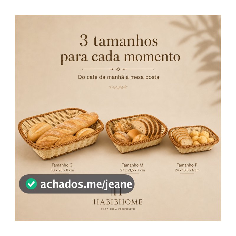 Cestos Multiuso P/M/G — 3 Tamanhos para Pães e Frutas com Organização e Estilo no Seu Lar