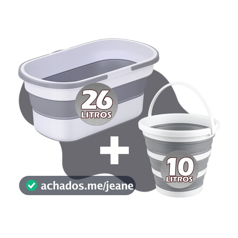 Kit Cesto Retrátil com Rodinhas + Balde Dobrável Retrátil 10L Silicone Multiuso