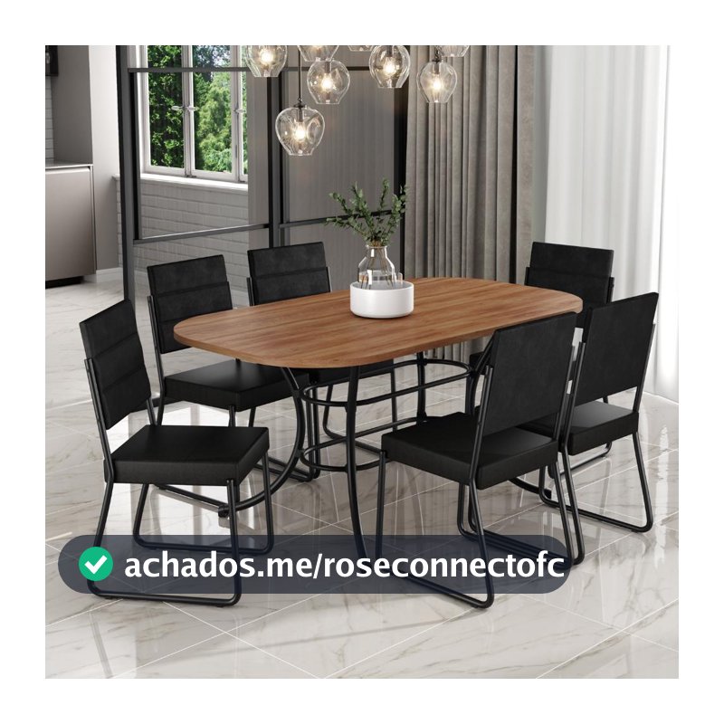 Conjunto Sala de Jantar com Mesa e 6 Cadeiras Fênix Carraro