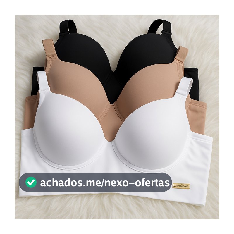kit c/3 Sutiã Básico Reforçado de Microfibra Com Bojo do P ao GG PROMOÇÃO
