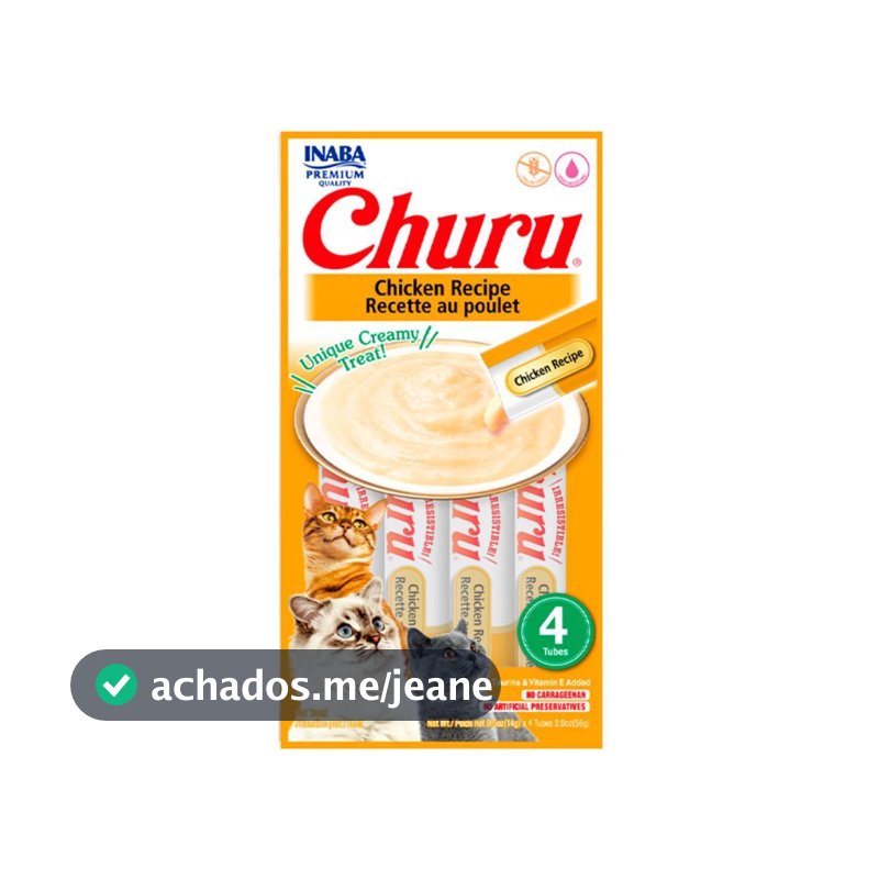 Petisco Churu Para Gatos Sabor Frango 56g - 4 Churu 14g Cada