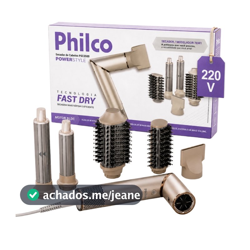 Secador de Cabelos Philco 4 em 1 Dobrável Motor BLDC PSC3500 220V