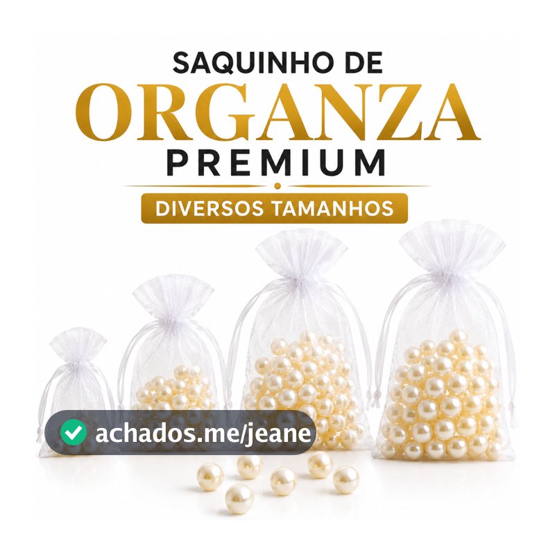 Kit Saquinhos de Organza 7x9 9x12 10x15 13x18 30x40 Branco Para Festa Casamento saco