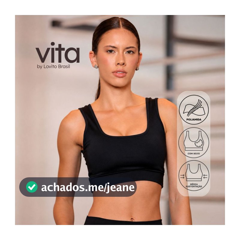 Lovito Vita Top Esportivo Feminino Alças Largas Liso SBB19962027