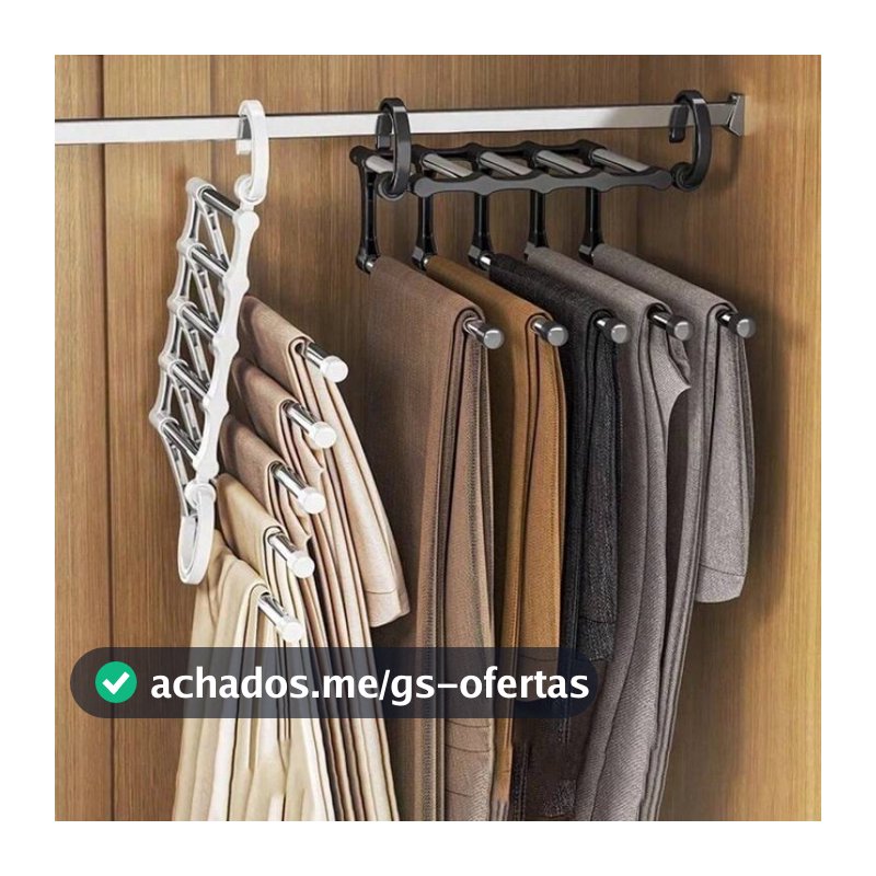 Cabide Multifuncional Calca de Inox 5 Divisorias Branco