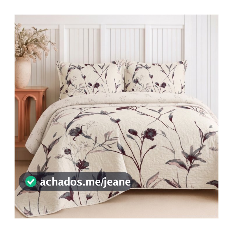 Kit Cobre Leito Colcha Casal Queen King Boutis Dupla Face Porta Travesseiro Aba Americana - Camesa