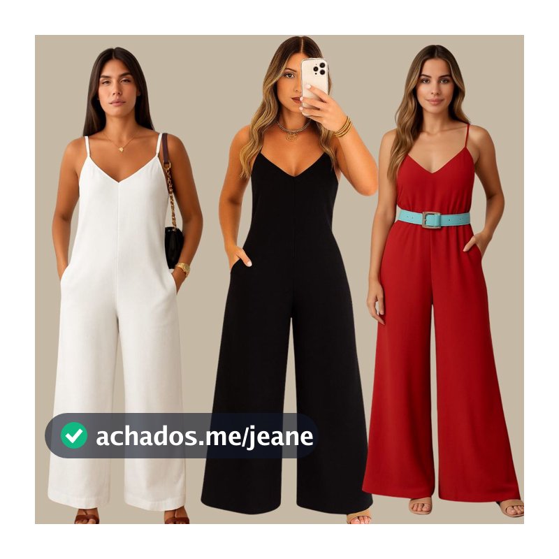 Macacão Feminino Liso Pantalona Verão Conforto Elegante Soltinho Verão
