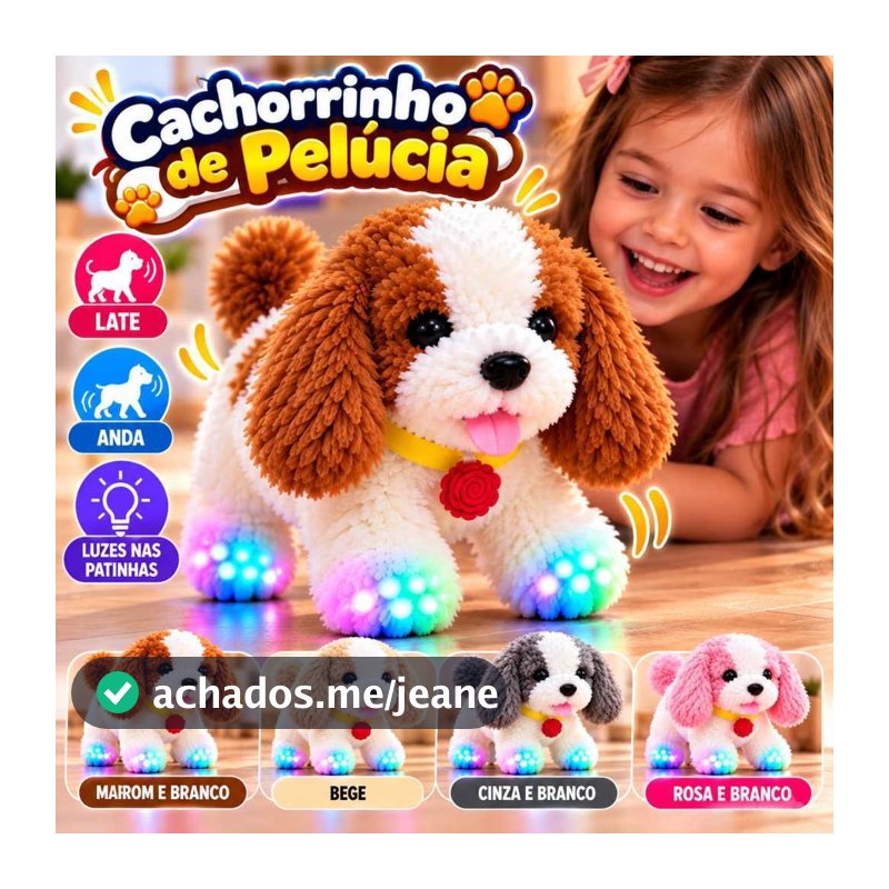 Brinquedo Cachorrinho Late e Anda Com Som Divertido Pelucia Infantil Toda Criança Vai Amar Com Pilhas Inclusas