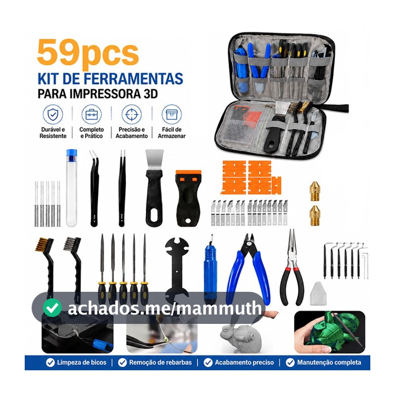 Kit 59 Peças Ferramentas Impressora 3D Acessórios Limpeza Bico Estilete Pinça Alicate Compatível Bambu Lab