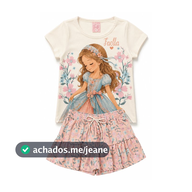 Conjunto Infantil Verão Feminino Princesa Azul - Off