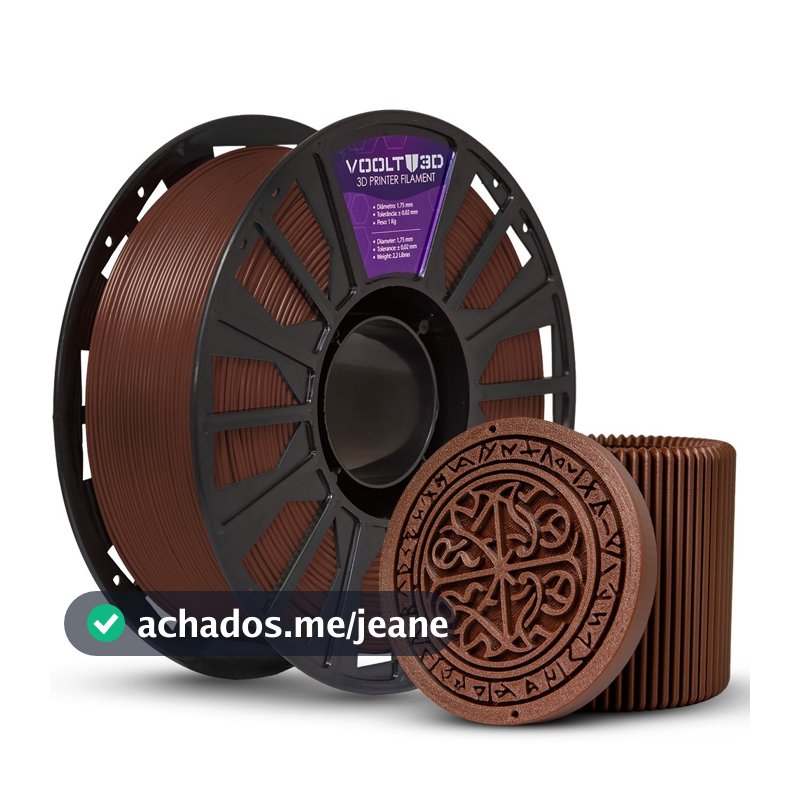 Filamento PLA Marrom Sólido Premium 1Kg 1,75mm Para Impressora 3D FDM - Voolt3D