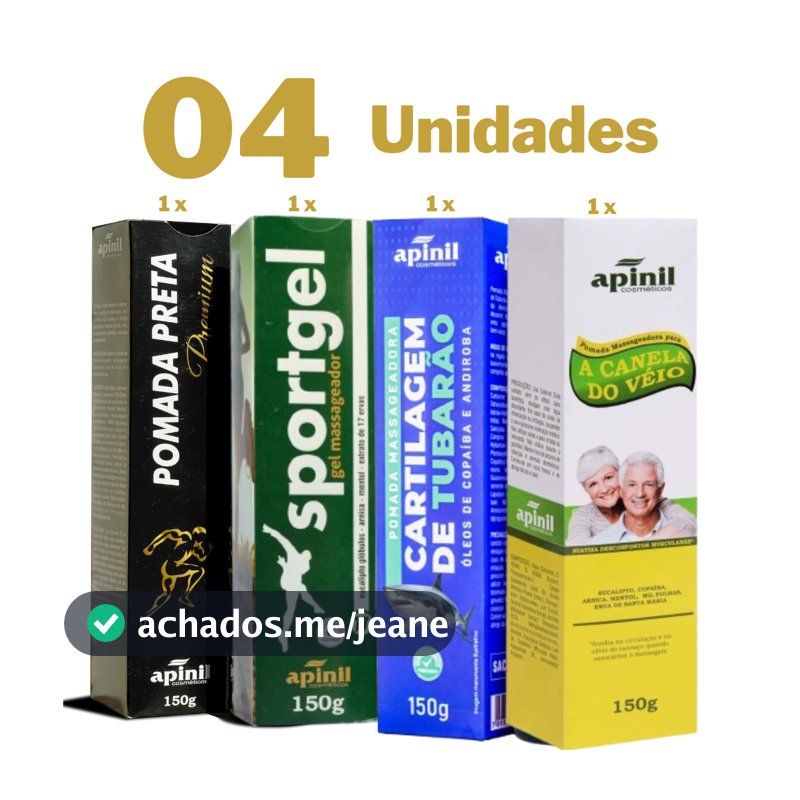Kit 4 Pomadas Premium para Alívio de Dores Musculares e Articulares 150g