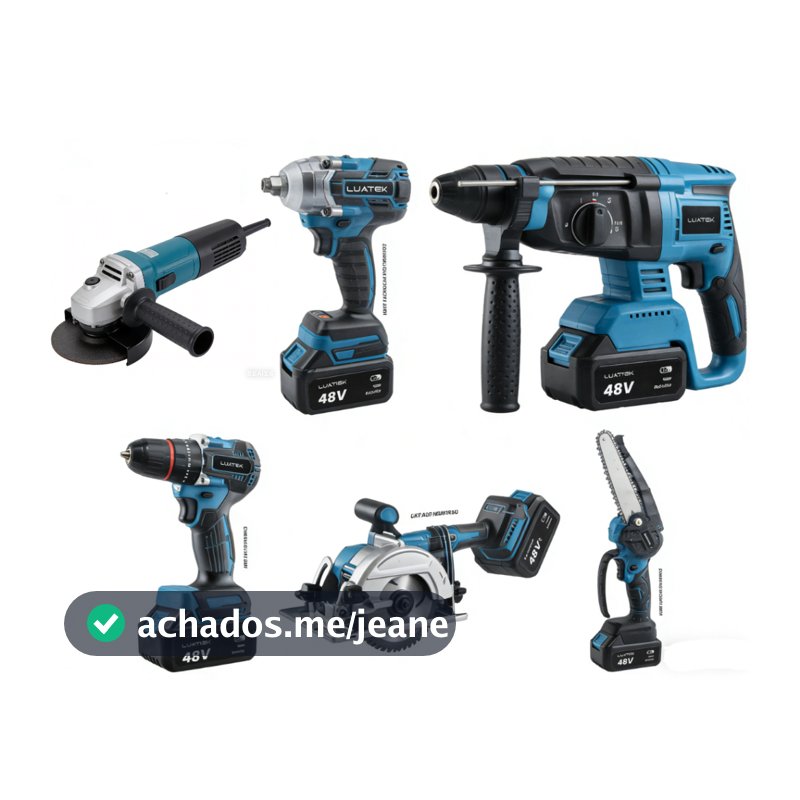 Kit Ferramentas 6 Em 1 48V Brushless Furadeira Impacto Martelete Esmerilhadeira Serra