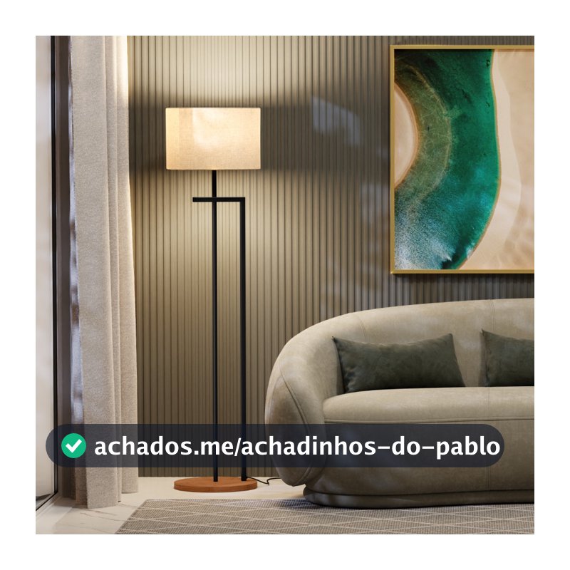 Luminária Abajur De Chão Salone Aço Carbono Preto Com Cúpula Palha D´Fatto 33