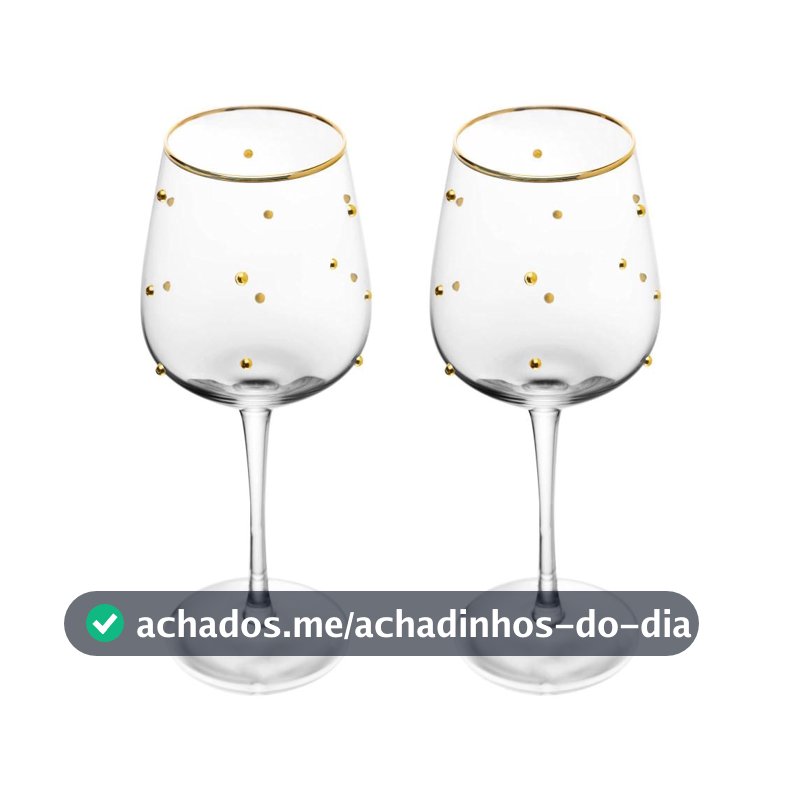 Jogo 2 Tacas de Vidro Balls Fio de Ouro 350ml Wolff Tacas para Mesa Posta Elegante Decoracao Casas Jantar Sobremesa Luxo