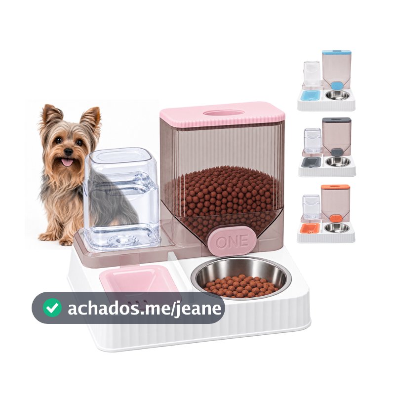 Bebedouro E Comedouro Tigela Inox Alimentador Automático Gravidade Pet Cachorros Gatos