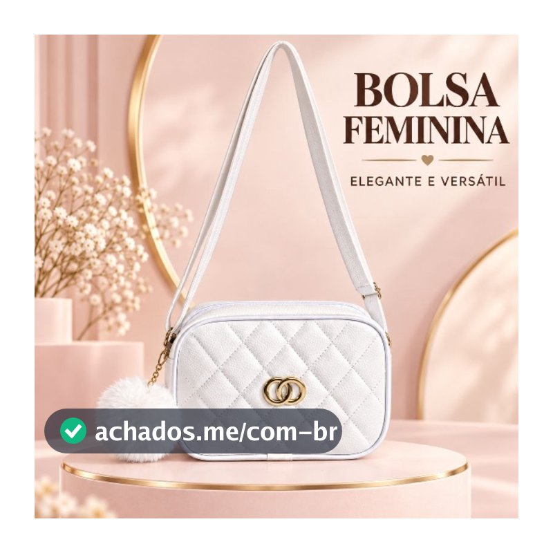 Bolsa Feminina Transversal Matelassê Pequena com Pompom Alça Ajustável