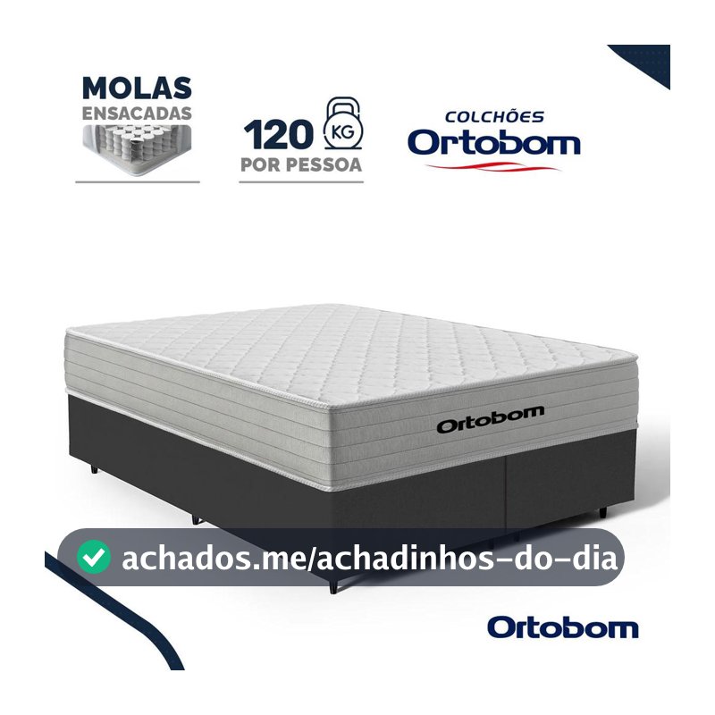 Cama Box com Colchão de Molas Ensacadas Ortobom One Face Plenno Superpocket Queen 158cm