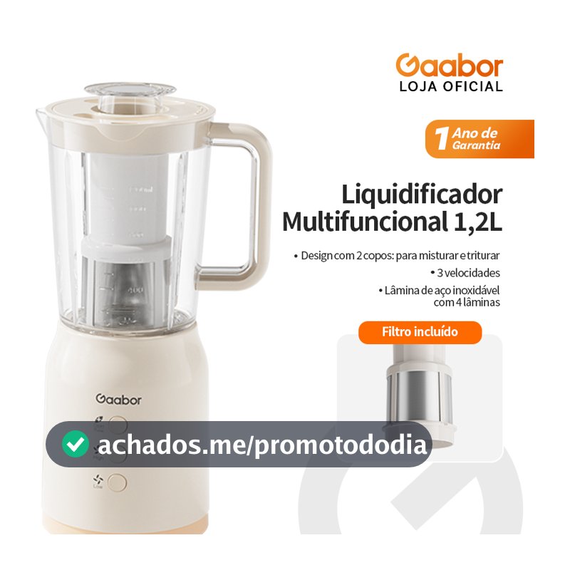 Gaabor Processador 3 em 1 Suco Carne Grão 400W Bivolt 3 Copos Inox JM-12E01A
