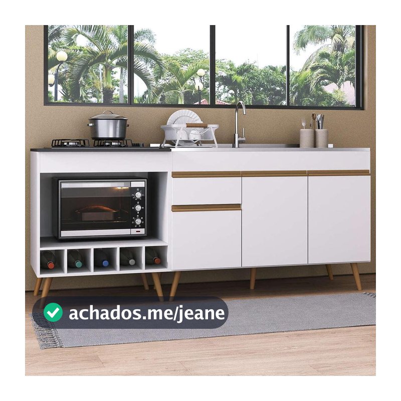 Kit Balcão de Cozinha para Pia e Balcão para Cooktop/Forno 190cm Veneza Multimóveis MP2384