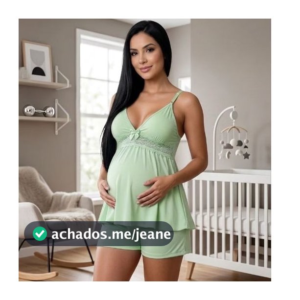 Short Doll Amamentação com Renda Alça Reforçada Click Confortável Baby Doll Pós Parto