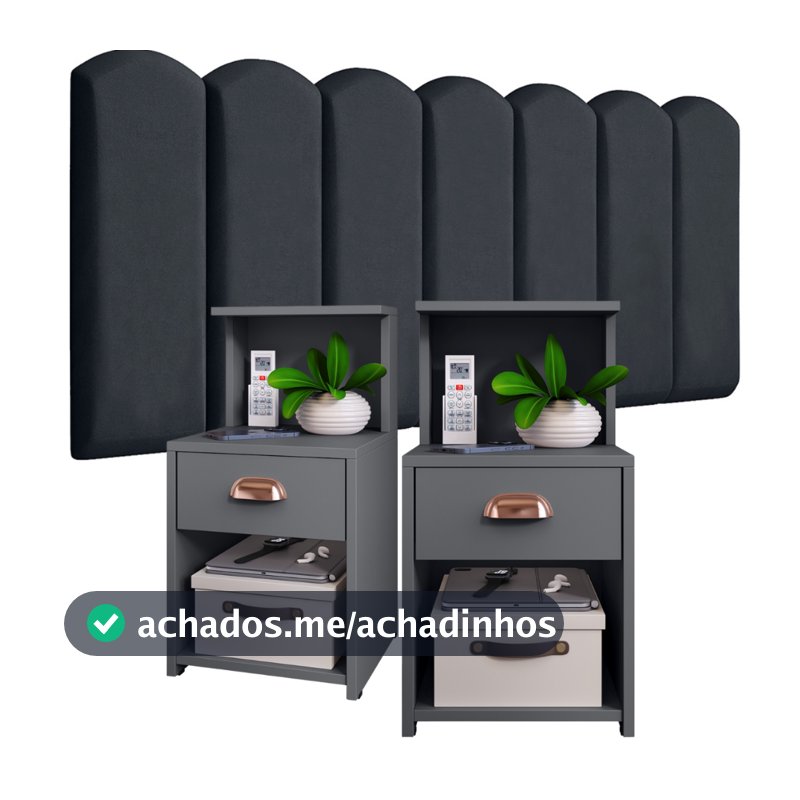 Conjunto de Cabeceiras em Módulos NÚVEM com 1 kit Mesa de Cabeceira CLÉO com 1 Gaveta e Prateleira - Cores