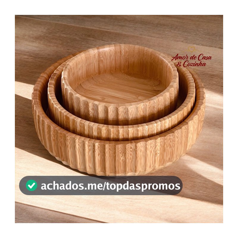 SALADEIRAS DE BAMBU CANELADO 3 TAMANHOS