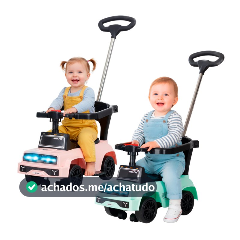 Carrinho Passeio Jip Jipe Infantil Empurrador Quadriciclo Criança Presente Bebê Andador Rosa, Verde
