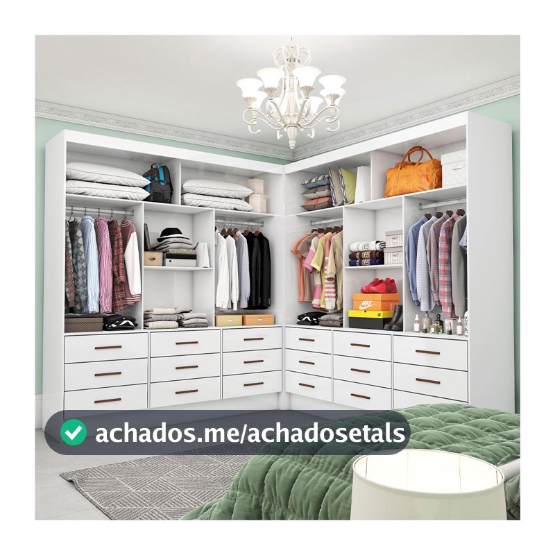 Closet Casal Duplo Sevilha Premium 18 Gavetas sem Portas Carioca Móveis