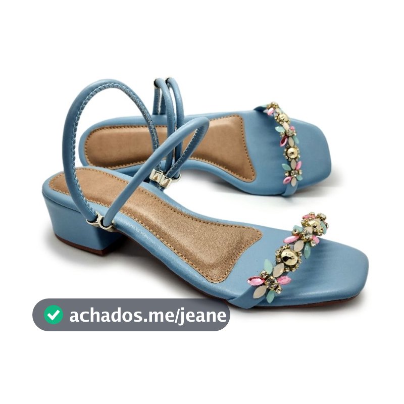 Sandália bloco feminina pedraria tamanco saltinho casual lançamento 2024 Salto 4cm
