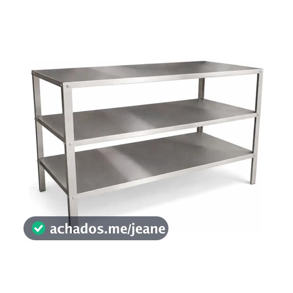 Mesa Inox 120cm 3 Prateleira Cozinha Industrial Bancada