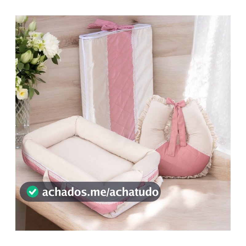 Kit 3 Peças Trocador Anatômico Ninho e Almofada Amamentação Luxo Para Bebe