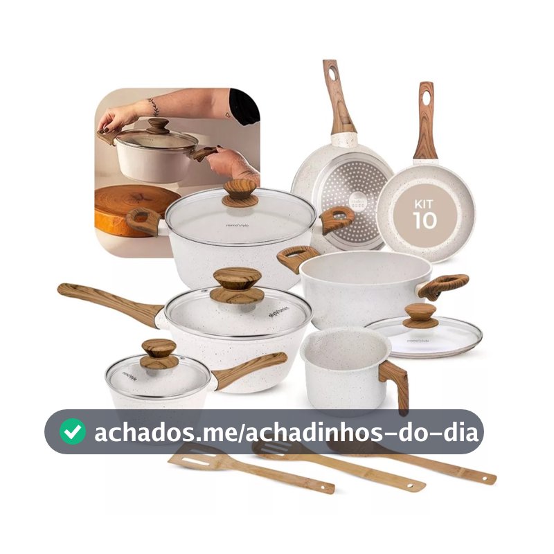 Jogo De Panelas Indução Kit 10 Peças Revestimento Cerâmico Style Cook Marmol - Mimo Style Premium