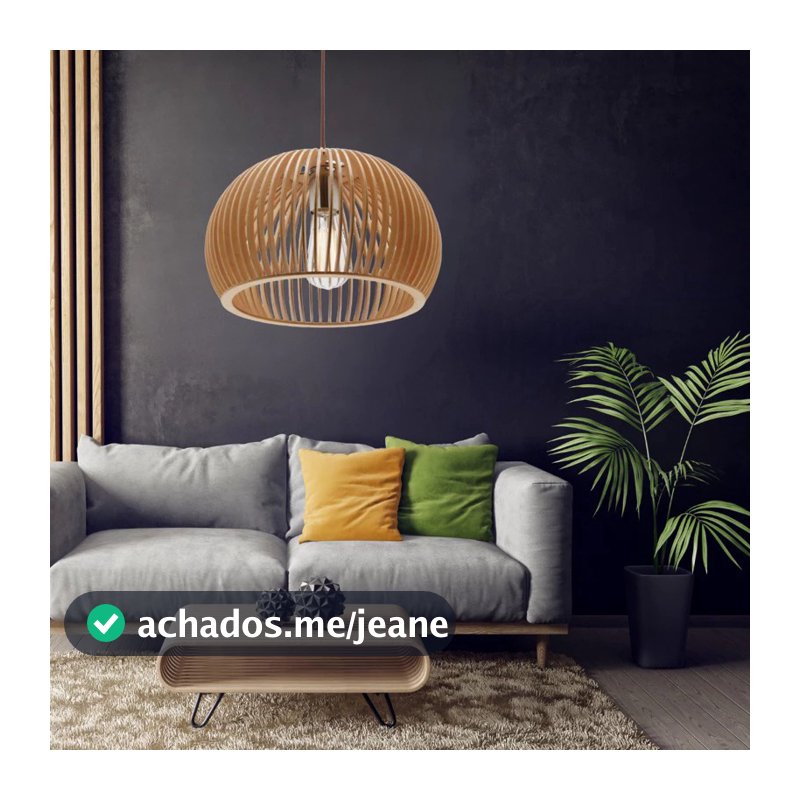 Pendente de Teto Lustre Grande de Sala em Madeira Mdf Decoração
