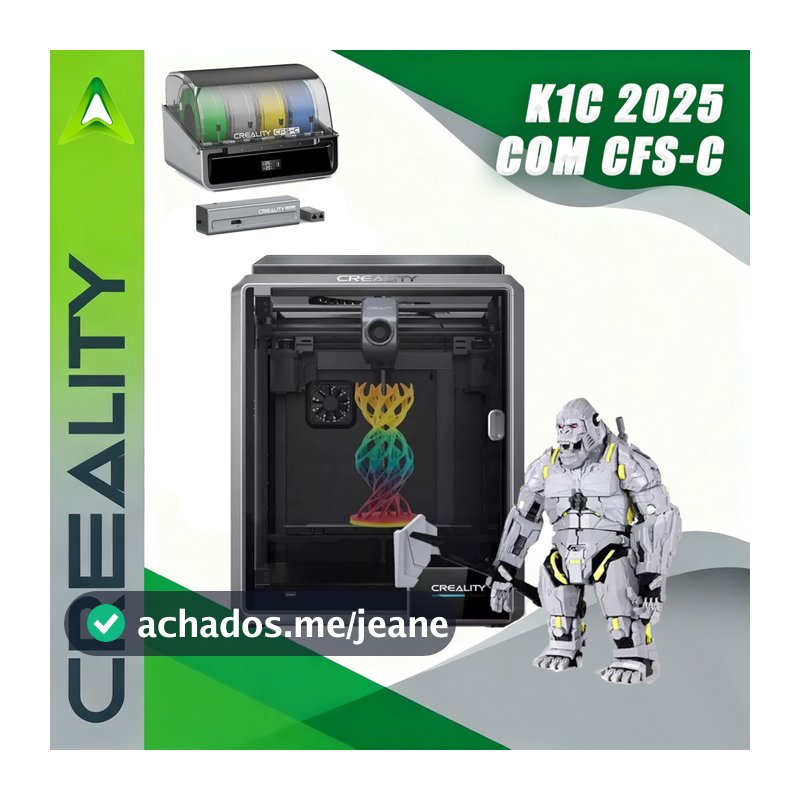 CREALITY | K1C Novo Impressora 3D de alta velocidade compatível com o sistema de multicolorida CFS-C