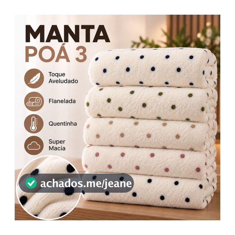 Manta Microfibra Poá Casal Queen King Toque Super Macio Quentinha Aveludada Habitat