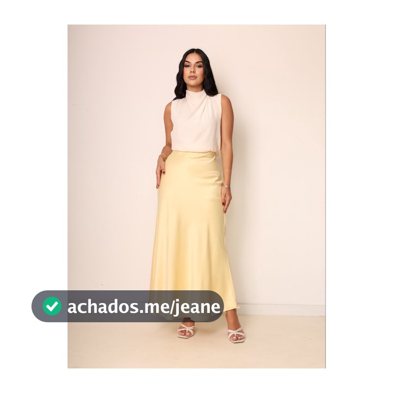 Saia em Cetim Midi com Elástico